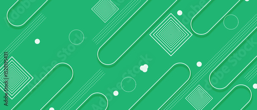 Modern abstract background with pastel green memphis elements and retro-themed posters, banners and website landing pages