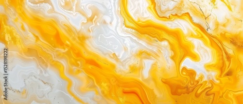 Abstract Fluid Art With Golden And White Swirls