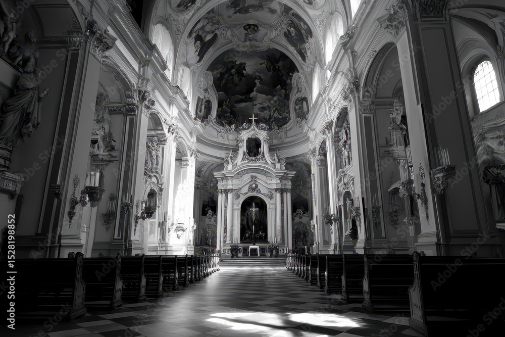 Naklejka premium Bibliothek Stift Admont - Architectural Splendor of a Cathedral Library