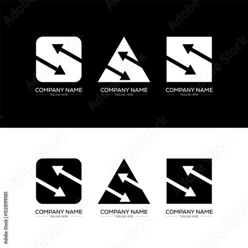 S minimalist and classic logo set design. S flat and simple style with black and white color variation letter logo set in one artboard.