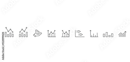Chart line icons set. Graph, finance report, income growth, stock icons vector.
