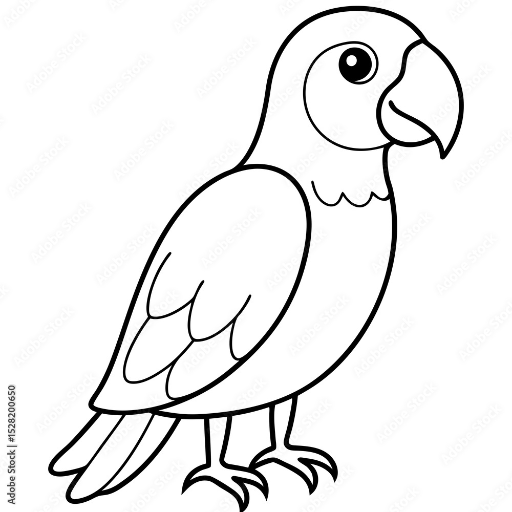 A cute cartoon parrot is isolated on white background A cute cartoon parrot is isolated on white background