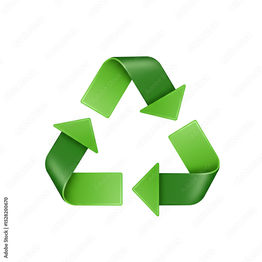 Obraz premium 3D Green Recycling Icon – Eco Symbol for Sustainability and Waste Reduction