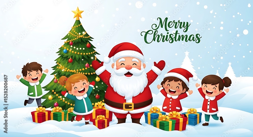 vector, illustration, children with christmas gifts vector, illustration, children with christmas gifts