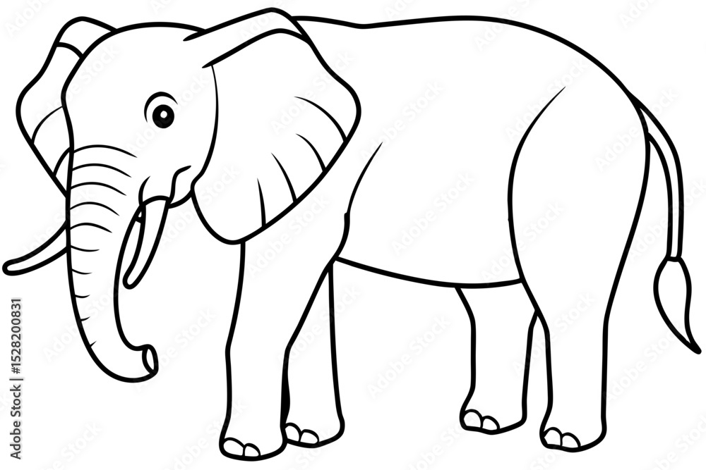 Fototapeta premium A line drawing of an elephant isolated on white background