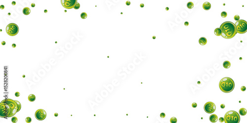 Vitamin Q10 round capsules scattered randomly.