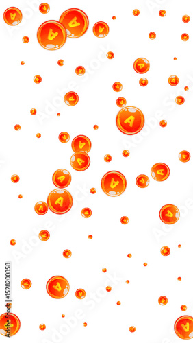 Vitamin A round capsules scattered randomly.
