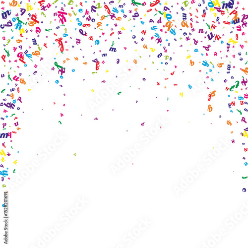 Flying latin letters. Colorful childish scattered