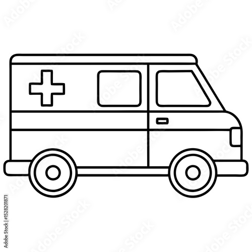 A simple line drawing of an ambulance isolated on white background