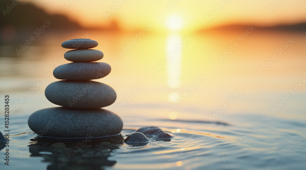Stone pile at sunset symbolizes balance and tranquility. Stone pile at sunset symbolizes balance and tranquility.