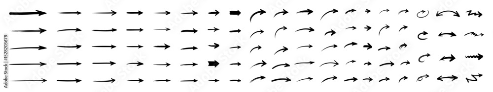 Fototapeta premium Arrow set. Collection of hand drawn grunge arrows.