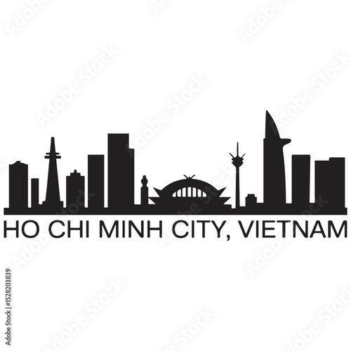Ho Chi Minh City skyline horizontal banner. Ho Chi Minh City, Vietnam. Vector template for your design. Vector black silhouette. with white background