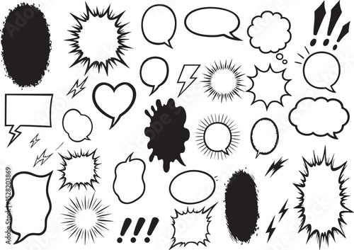 漫画風 吹き出し ベクター素材セット - Manga Style Comic Speech Bubble Vector Set

