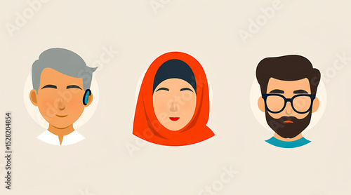 Diverse People Avatars Set – Cartoon Faces Representing Multicultural Inclusion.
