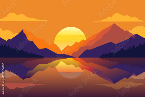 Sunrise and sunset over mountain landscapes with mist, fog, and sun silhouettes
