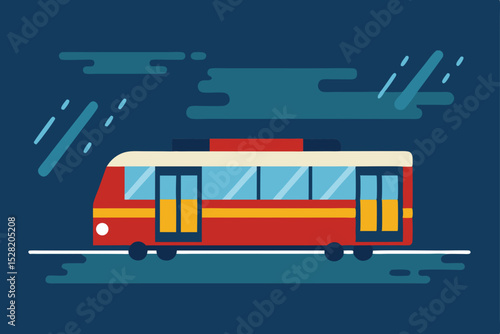 City tram on a bustling street
