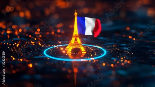 France Country Location Pin Lighted and City Building Landscape