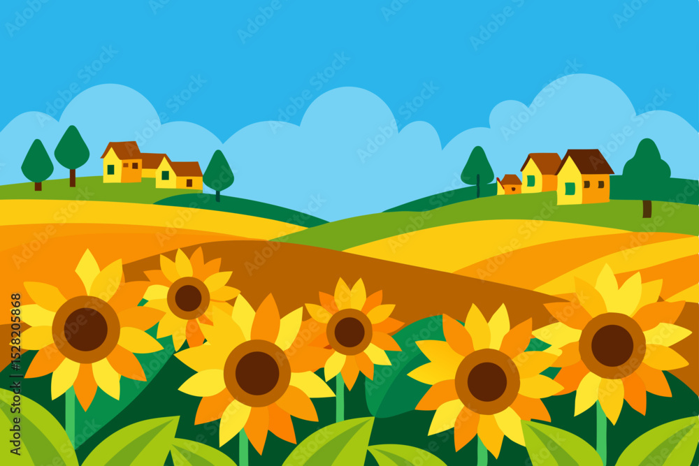 Fototapeta premium summer landscape with sunflowers