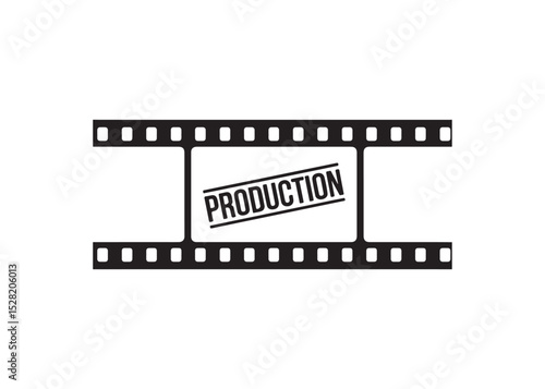 Filmstrip with "PRODUCTION" stamp, ready for movie poster design.