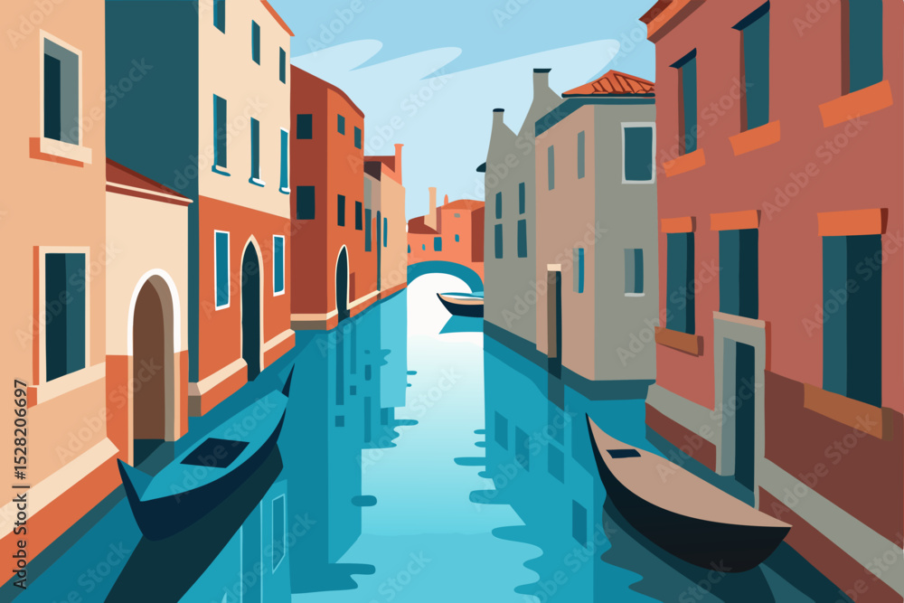Fototapeta premium Colorful architecture lines the narrow canals of Burano Island, Venice, Italy, offering a romantic view for European travelers