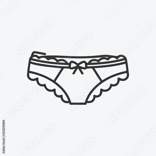 Lace trimmed womens underwear line art icon