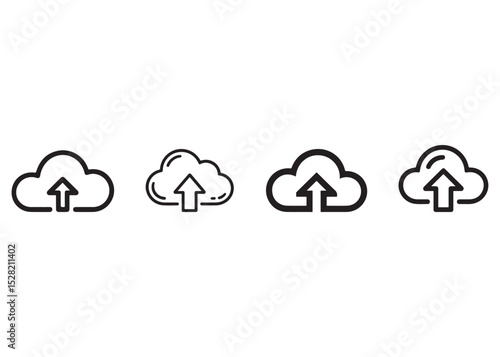 Simple Cloud Upload Icons Set for Digital Products