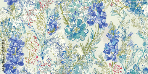 Elegant Watercolor Lupine Floral Seamless Pattern. Delicate Botanical Wildflower Nature Design trendy design, textile, packaging, fabric, wallpaper, branding, stationery, wrapping paper interior decor