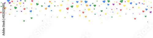 Rainbow colored scattered hearts. LGBT valentine