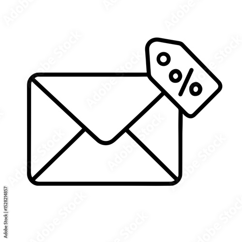 Envelope with discount tag representing email promotion – outline icon
