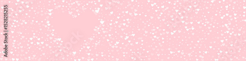 White hearts scattered on pink background.