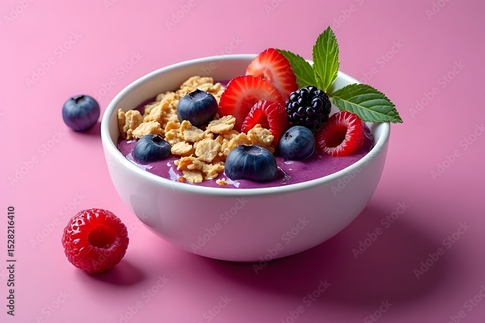 bowl of muesli with berries bowl of muesli with berries
