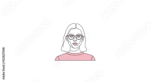 Pensive transgender woman in glasses with a thoughtful expression wearing a pink top