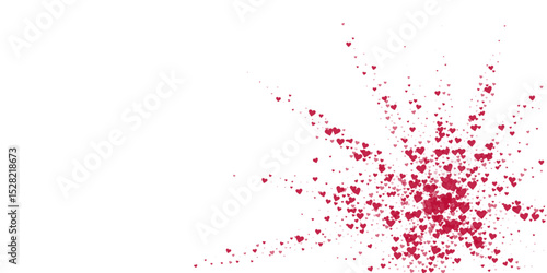 Red hearts scattered on white background.