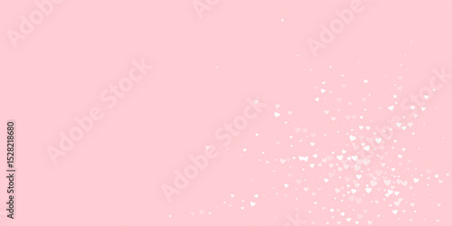 White hearts scattered on pink background.
