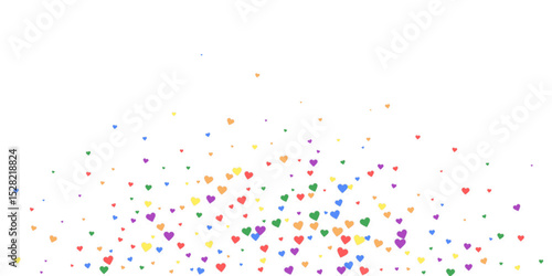 Rainbow colored scattered hearts. LGBT valentine