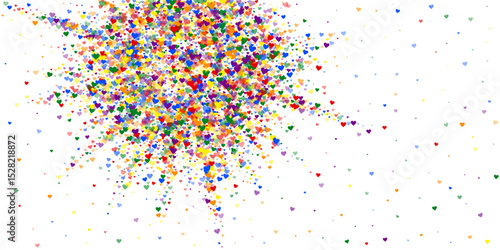 Rainbow colored scattered hearts. LGBT valentine