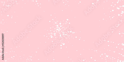 White hearts scattered on pink background.