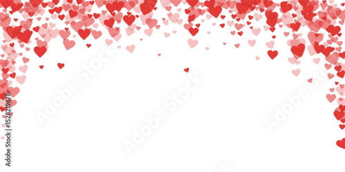 Red hearts scattered on white background.