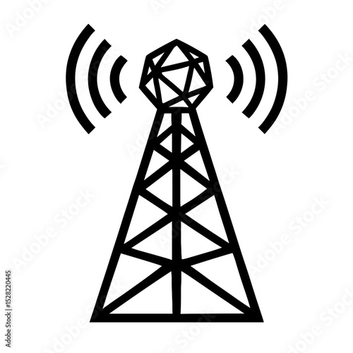 An iconic illustration depicting a communications tower transmitting signals, essential infrastructure for modern society.