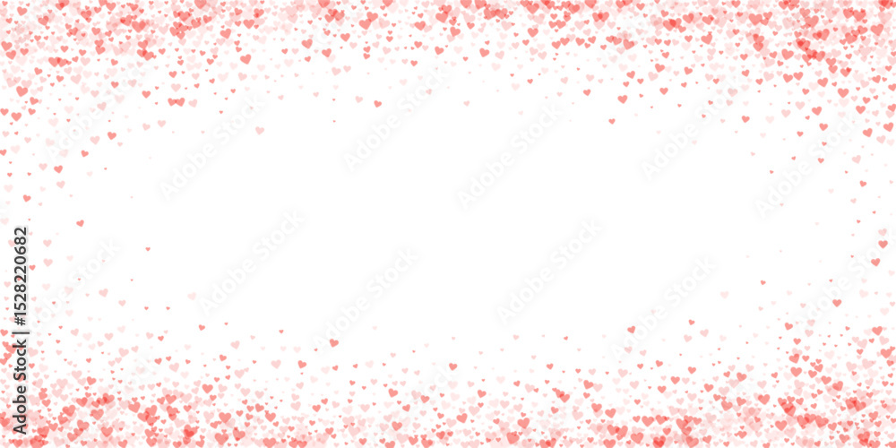Fototapeta premium Red hearts scattered on white background.