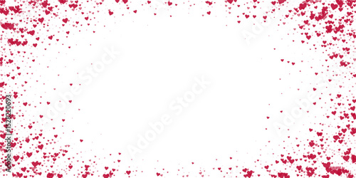 Red hearts scattered on white background.