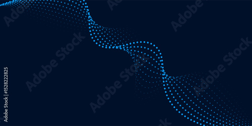 Abstract Waving Particle Technology Background Design. Abstract wave moving dots flow particles, hi-tech and big data background design for brochures, flyers, magazine, business card, banner. eps10