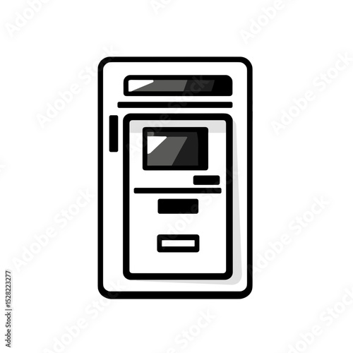 Illustration of an ATM in a minimalist style on a transparent background, the concept of financial services