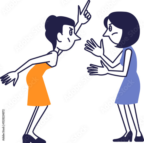 Flat Design Women Arguing – Cartoon Style Female Conflict Scene