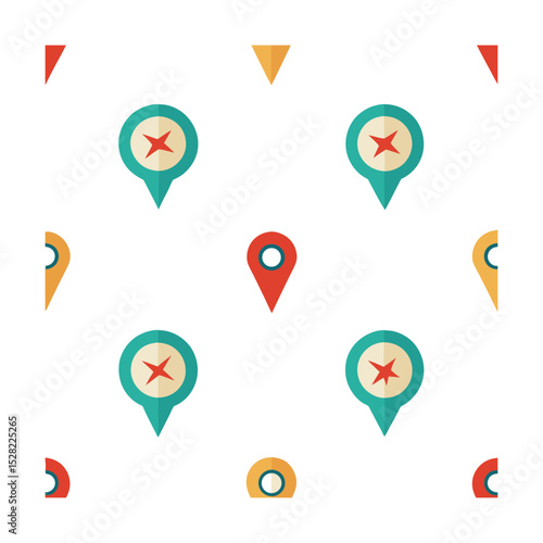 Seamless Vintage Map Symbols Pattern with Tiny Hand Drawn Icons
