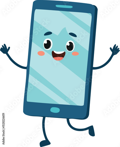 Dancing Smartphone Character – Fun and Playful Tech Illustration