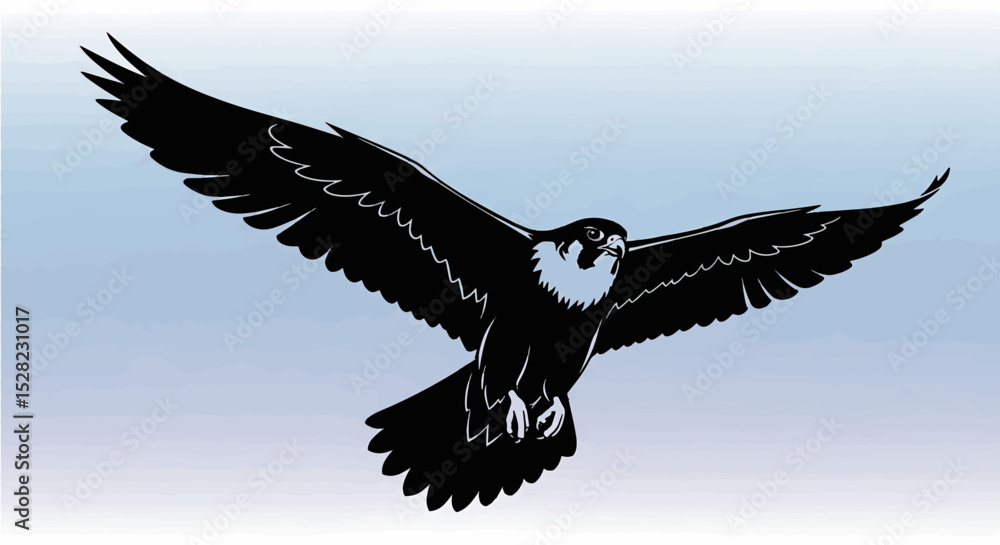 Naklejka premium Flying Eagle in Blue Sky Vector Illustration 