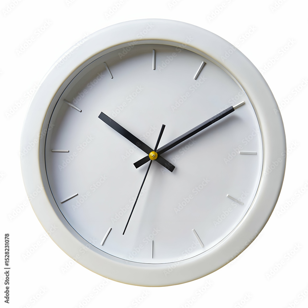 Modern white clock symbol of punctuality Modern white clock symbol of punctuality
