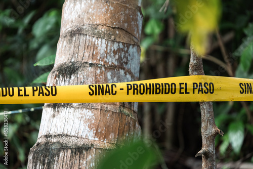 PROHIBIDO EL PASO, STAY OUT IN THE NATIONAL PARK IN COSTA RICA, CENTRAL AMERICA 