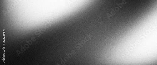 Black white grainy background with abstract gradient shape and dark noise texture poster header cover wallpaper design